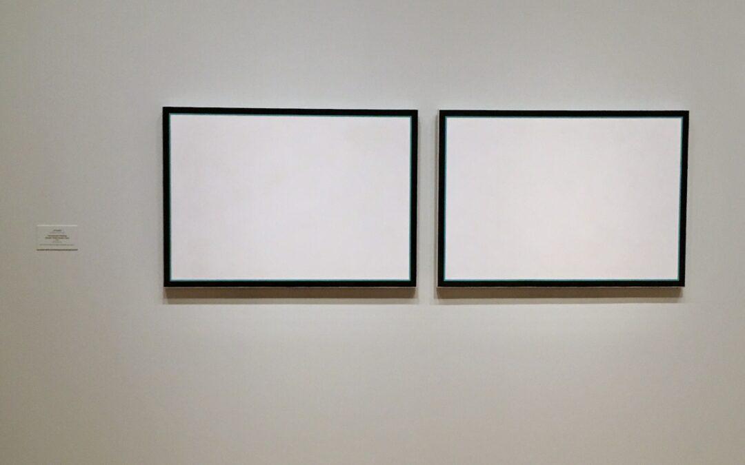 Interesting minimalistic pieces of art at the art gallery mockup friendly.